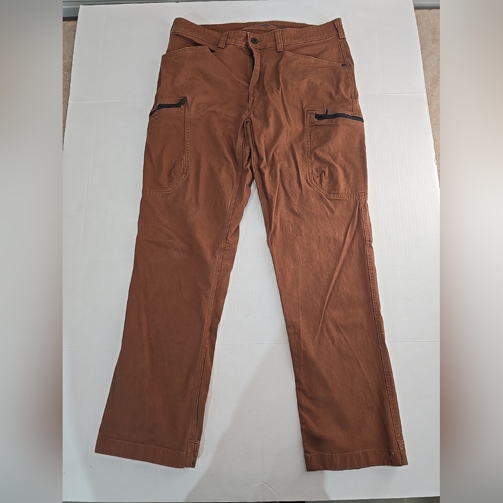 Duluth Trading Flex Fire Hose Pants Mens 36x32 Brown/ Copper Zipper Pockets A7